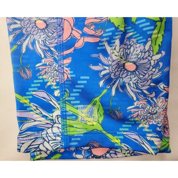 LuLaRoe Leggings XL Capri Butter Soft Blue Floral Print Womens Plus Size - Picture 6 of 7